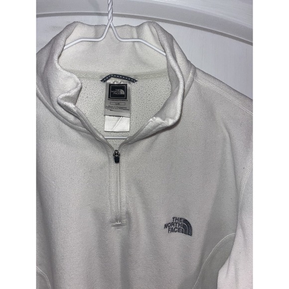The North Face Women's 1/4 Quarter Zip Fleece White Top w/logo LG Fast Shipping! - Picture 1 of 2
